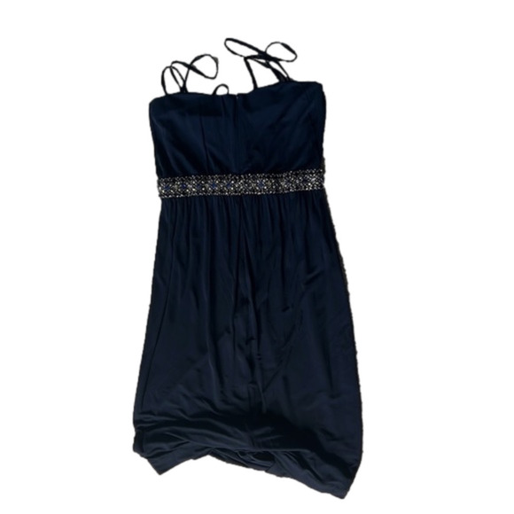SIZE 2 Marc Bouwer navy blue double strap dress with row of gems. - Picture 3 of 4